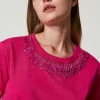 T-Shirts Et Tops*TWINSET Milano T-shirt Avec Franges Brodées Super Pink
