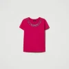 tshirt_avec_franges_brode_1.webp T-Shirts Et Tops*TWINSET Milano T-shirt Avec Franges Brodées Super Pink