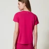 tshirt_avec_franges_brode_4.webp T-Shirts Et Tops*TWINSET Milano T-shirt Avec Franges Brodées Super Pink
