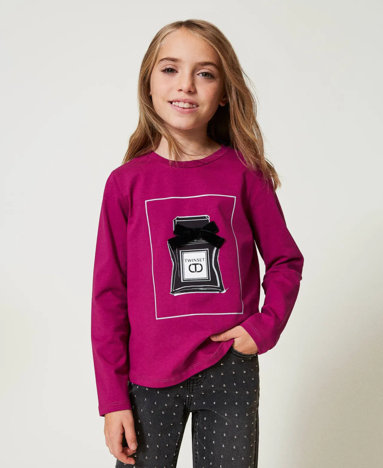 tshirt_avec_imprim_et_pai_0.webp T-Shirts Et Tops*TWINSET Milano T-shirt Avec Imprimé Et Paillettes Magenta Purple