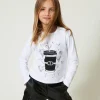 tshirt_avec_imprim_et_str_0.webp T-Shirts Et Tops*TWINSET Milano T-shirt Avec Imprimé Et Strass Off White