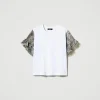 T-Shirts Et Tops*TWINSET Milano T-shirt Avec Manches Ornées D’un Imprimé Serpent Bicolore Blanc « Papers »/Imprimé Soft Serpent