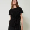 T-Shirts Et Tops*TWINSET Milano T-shirt Avec Volants En Crépon Noir