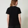 T-Shirts Et Tops*TWINSET Milano T-shirt Avec Volants En Crépon Noir