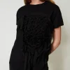 T-Shirts Et Tops*TWINSET Milano T-shirt Avec Volants En Crépon Noir