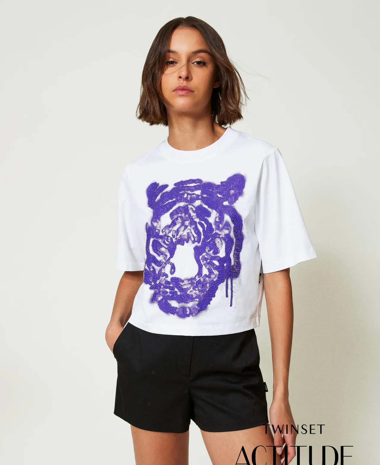 tshirt_boxy_myfo_avec_imp_0.webp T-Shirts Et Tops*TWINSET Milano T-shirt Boxy MYFO Avec Imprimé Et Sequins Imprimé Purple Tigre