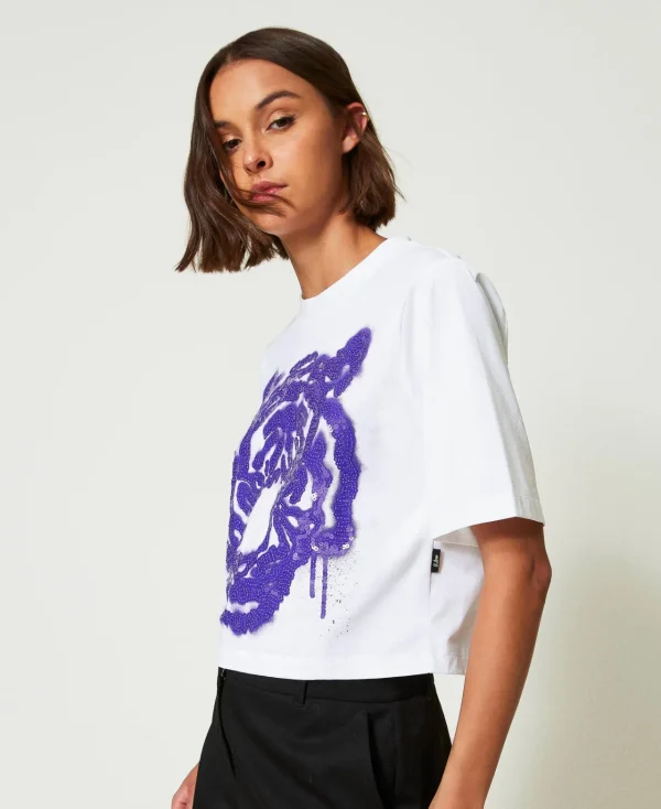 tshirt_boxy_myfo_avec_imp_2.webp T-Shirts Et Tops*TWINSET Milano T-shirt Boxy MYFO Avec Imprimé Et Sequins Imprimé Purple Tigre