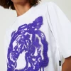 tshirt_boxy_myfo_avec_imp_4.webp T-Shirts Et Tops*TWINSET Milano T-shirt Boxy MYFO Avec Imprimé Et Sequins Imprimé Purple Tigre