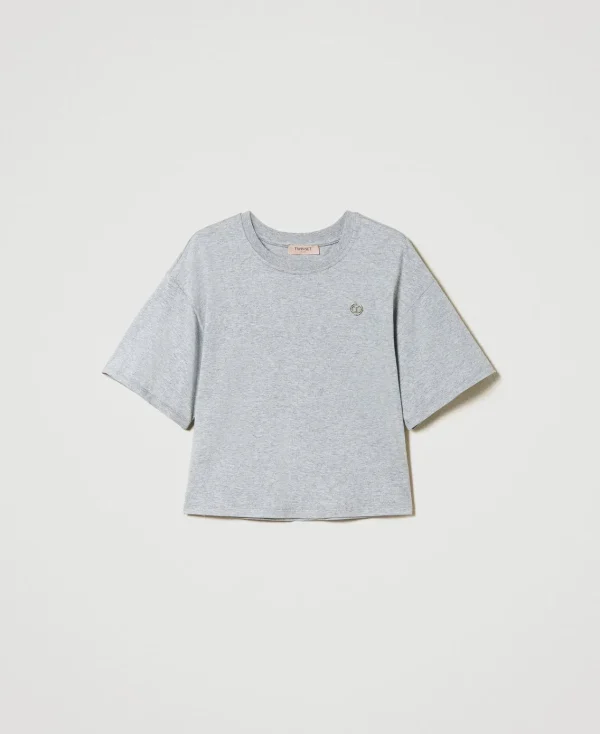 T-Shirts Et Tops*TWINSET Milano T-shirt Chiné Avec Oval T Gris moyen chiné