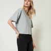 T-Shirts Et Tops*TWINSET Milano T-shirt Chiné Avec Oval T Gris moyen chiné