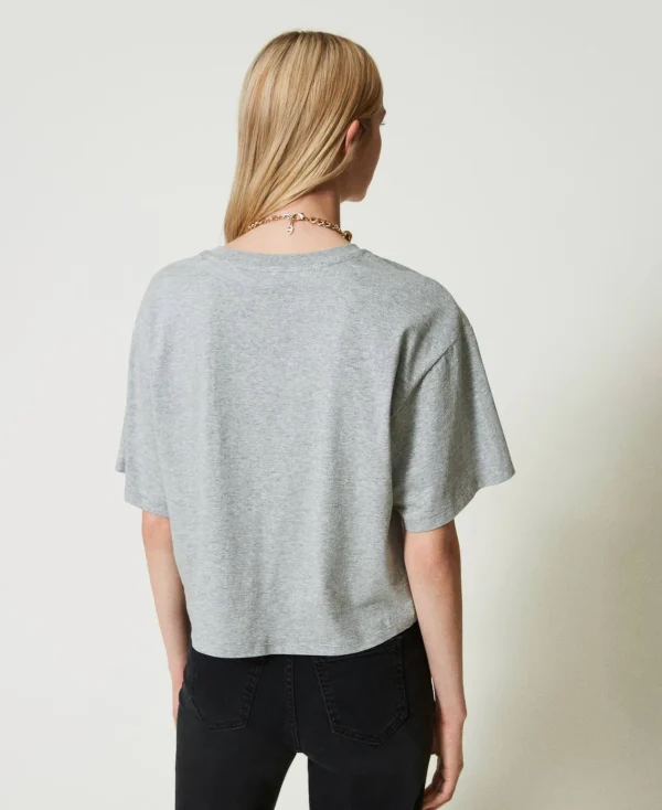 T-Shirts Et Tops*TWINSET Milano T-shirt Chiné Avec Oval T Gris moyen chiné
