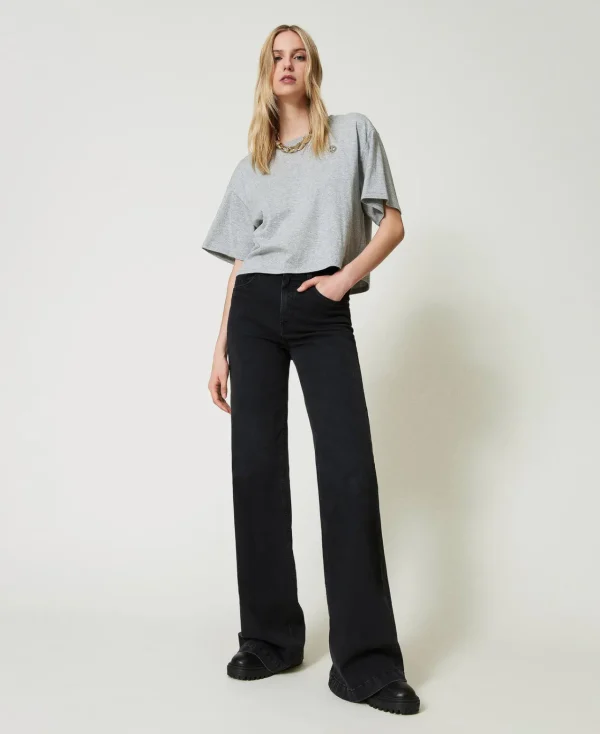 T-Shirts Et Tops*TWINSET Milano T-shirt Chiné Avec Oval T Gris moyen chiné