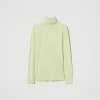 T-Shirts Et Tops*TWINSET Milano T-shirt Col Roulé Avec Broderie Siglée Vert « Soft Lime »