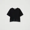 T-Shirts Et Tops*TWINSET Milano T-shirt Cropped Avec Dentelle Macramé Noir