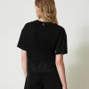 T-Shirts Et Tops*TWINSET Milano T-shirt Cropped Avec Dentelle Macramé Noir