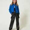 T-Shirts Et Tops*TWINSET Milano T-shirt Cropped Avec Logo Caoutchouté Noir