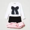Robes*TWINSET Milano T-shirt Imprimé Et Jupe Volantée Bicolore Noir/Pink Orchid