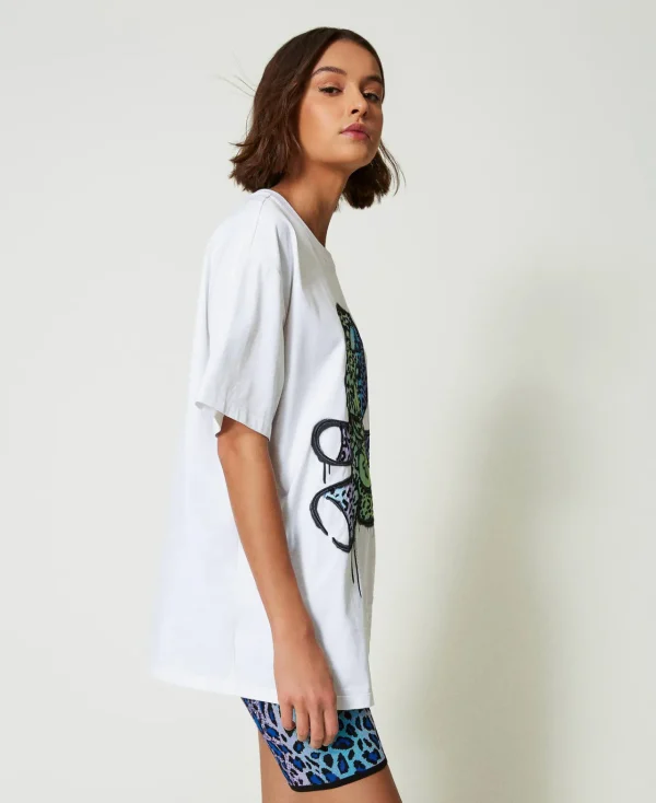 T-Shirts Et Tops*TWINSET Milano T-shirt Oversize MYFO Avec Imprimé Et Broderie Ours Coloré