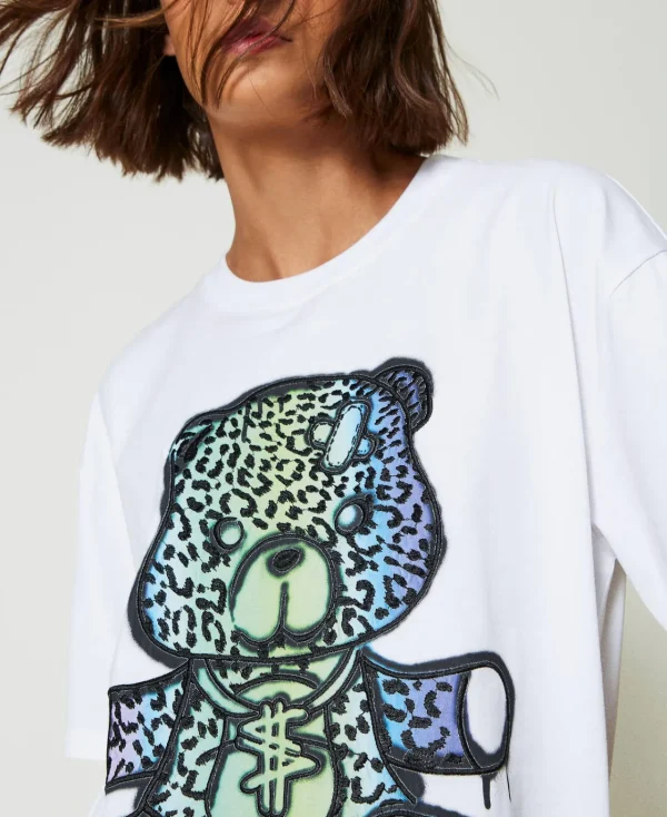 T-Shirts Et Tops*TWINSET Milano T-shirt Oversize MYFO Avec Imprimé Et Broderie Ours Coloré